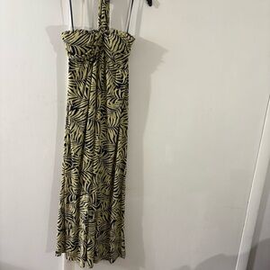 A Pea in The Pod MATERNITY Sz S Maxi Hater Dress Yellow Navy